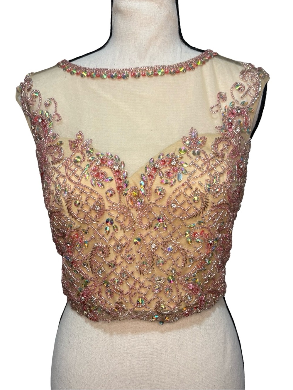 Envious Karishma Creations Beaded Formal Evening Crop‎ Top Pink Size 10